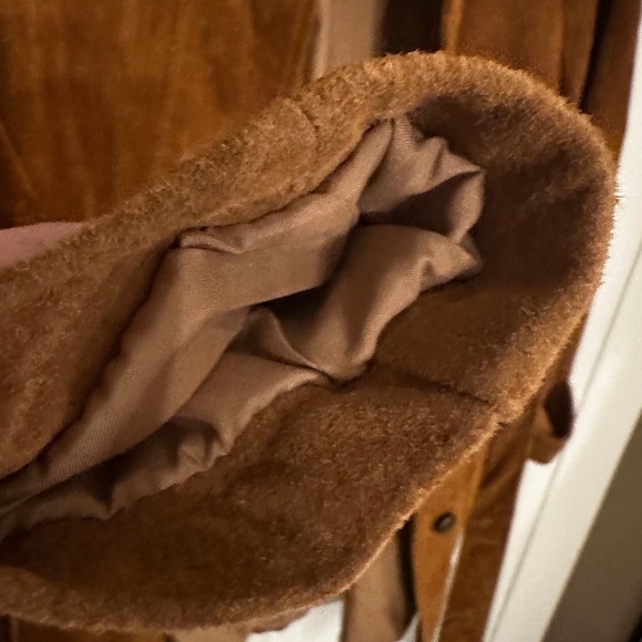 Genuine Suede Leather Belted Jacket Trench Coat - Picture 16 of 16